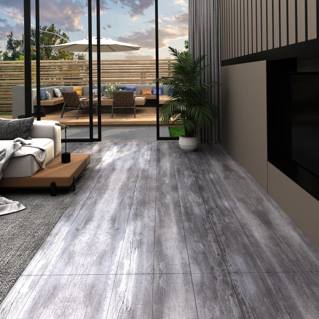 Vidaxl Piso de piso Autoadhesivo 5.21 m² 2 mm Mat PVC Madera Gris