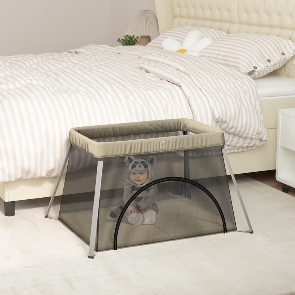 Vidaxl baby box con materasso in lino taupe