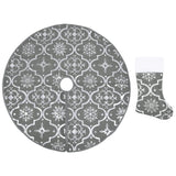 Vidaxl Christmas tree skirt luxury with sock 90 cm fabric gray