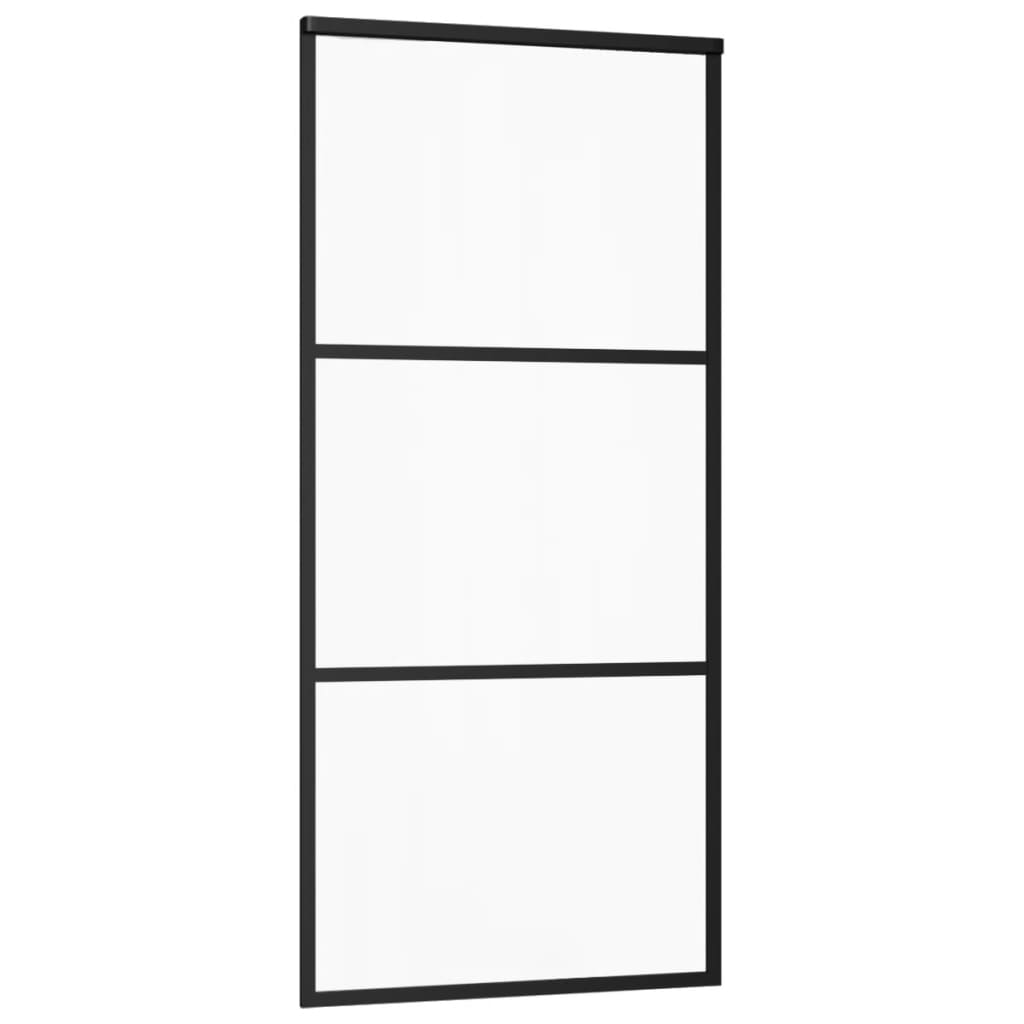 Puerta corredera Vidaxl 90x205 cm de vidrio ESG y negro de aluminio