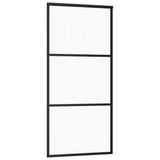 Vidaxl Schiebetür 90x205 cm ESG -Glas und Aluminiumschwarz