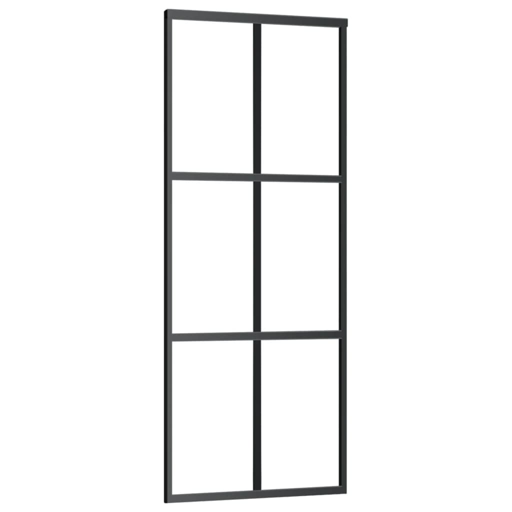 Vidaxl Schiebetür 76x205 cm ESG -Glas und Aluminiumschwarz