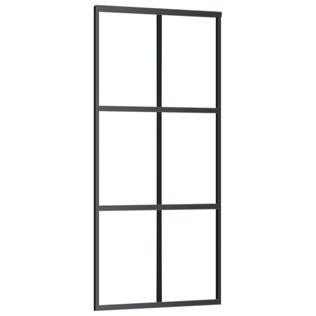 Vidaxl Schiebetür 90x205 cm ESG -Glas und Aluminiumschwarz