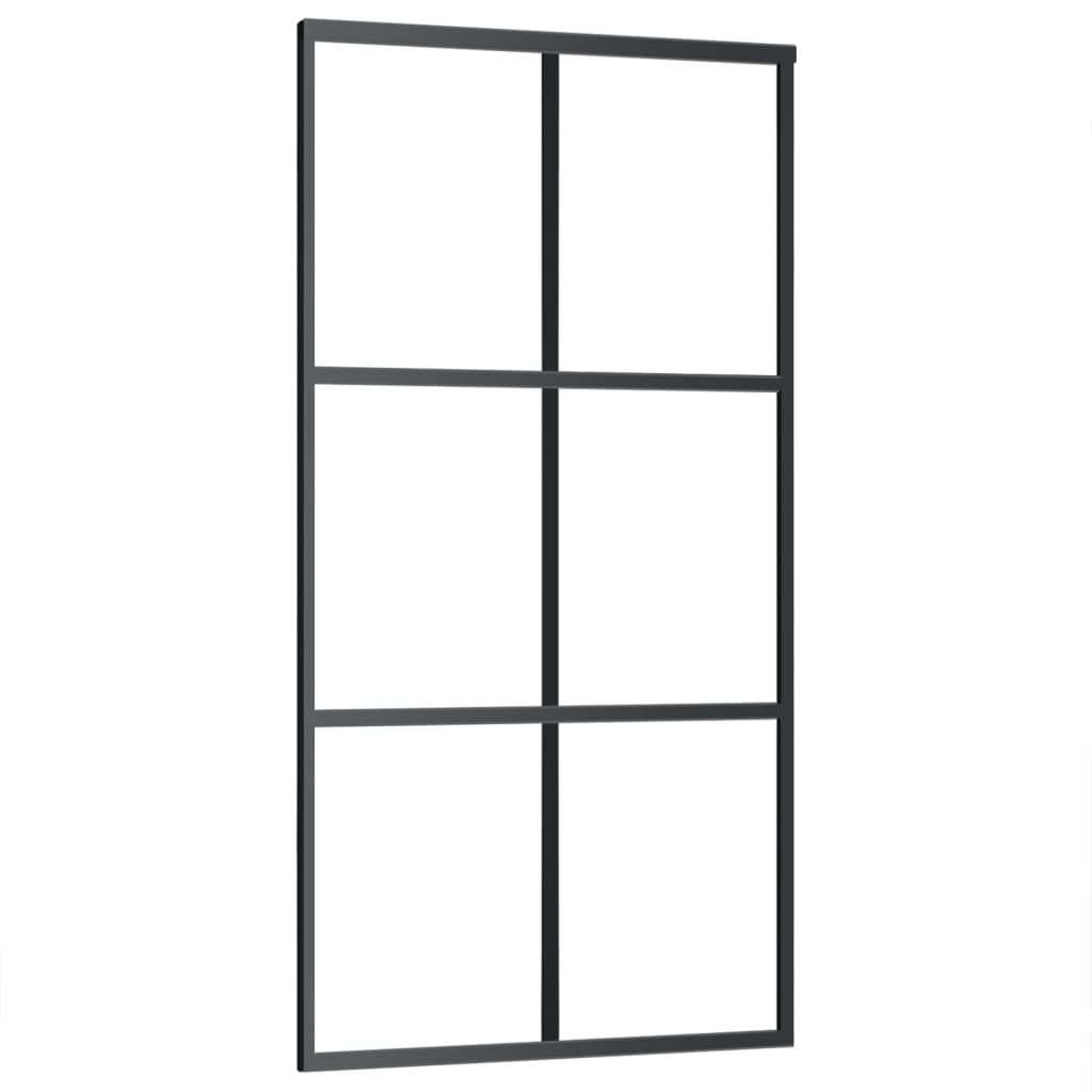 Puerta corredera de Vidaxl 102x205 cm de vidrio ESG y negro de aluminio