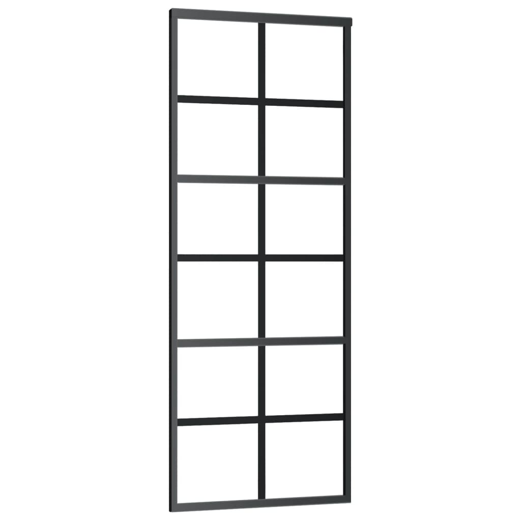 Vidaxl Schiebetür 76x205 cm ESG -Glas und Aluminiumschwarz