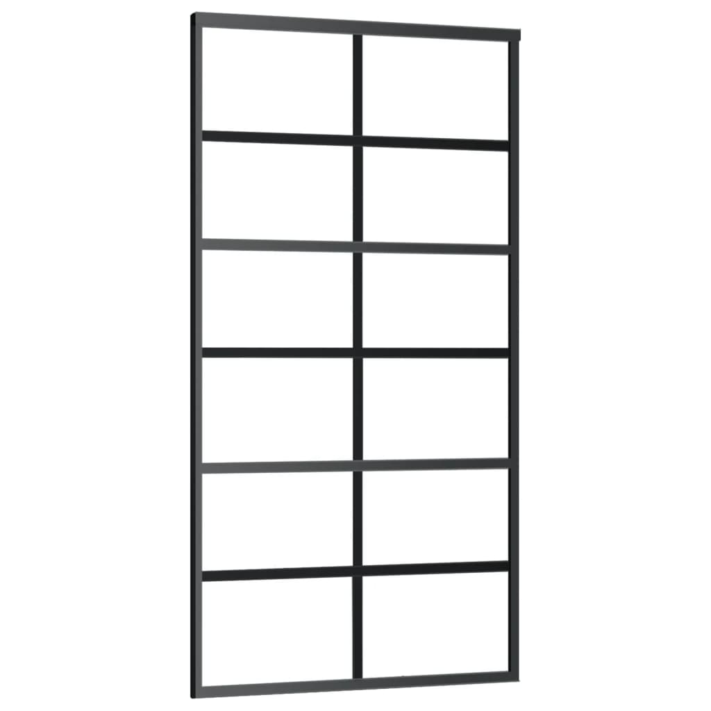 Puerta corredera de Vidaxl 102x205 cm de vidrio ESG y negro de aluminio