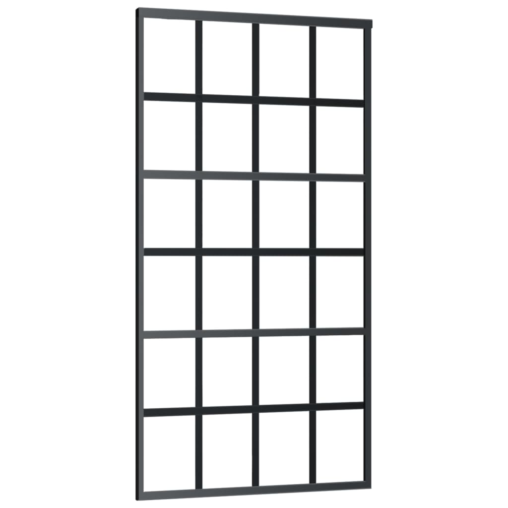 Vidaxl Schiebetür 102x205 cm ESG -Glas und Aluminiumschwarz