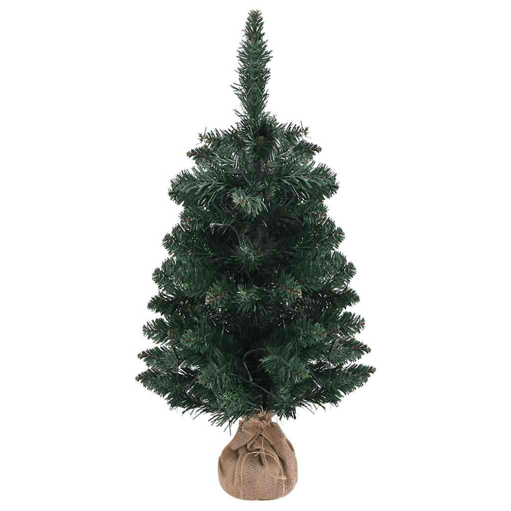 Vidaxl Kunstkerstboom z razsvetljavo in standardno 90 cm PVC zelena