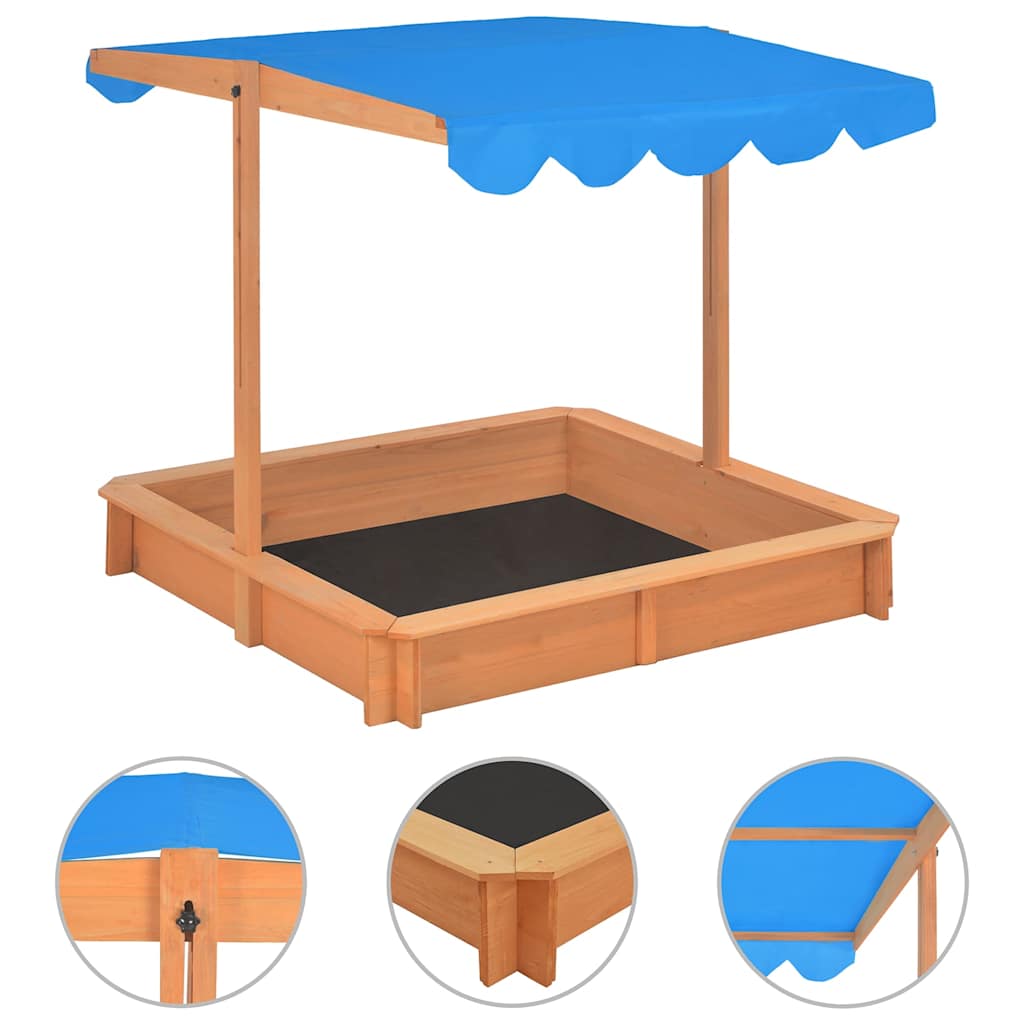 Vidaxl Sandbox con tetto regolabile 115x115x115 cm pinehout