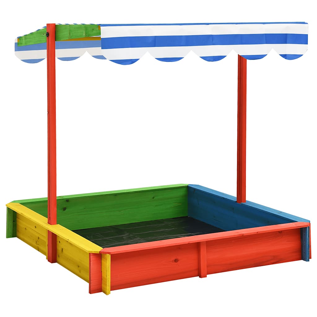 Vidaxl Sandbox mit verstellbarem Dach UV50 Pinewood Multi -Colored