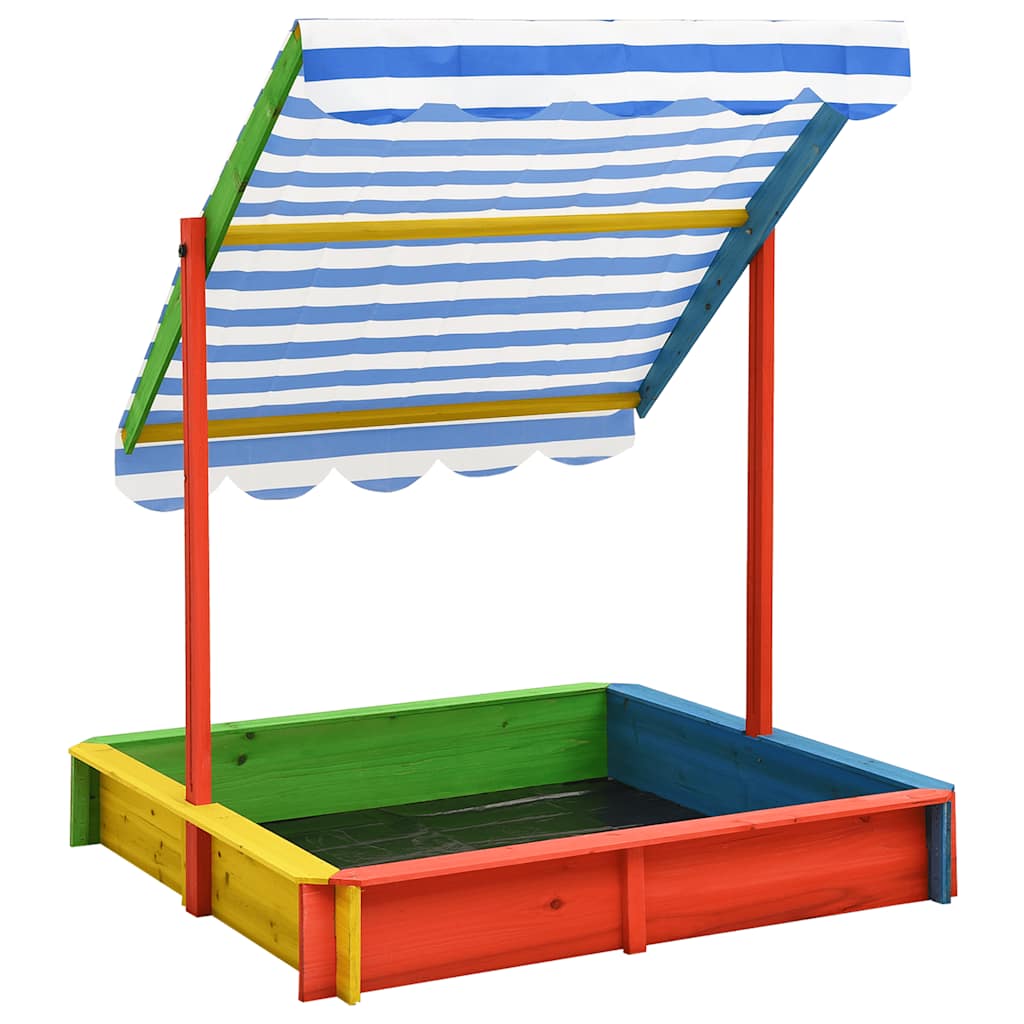 Vidaxl sandbox with adjustable roof UV50 pinewood multi -colored