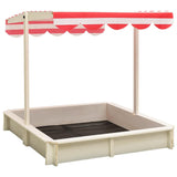 Vidaxl sandbox with adjustable roof UV50 pinewit white and red