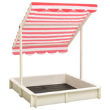 Vidaxl Sandbox con tetto regolabile Uv50 Pinewit bianco e rosso