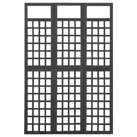 Vidaxl kamerscherm trellis met 3 panelen 121x180 cm vurenhout zwart