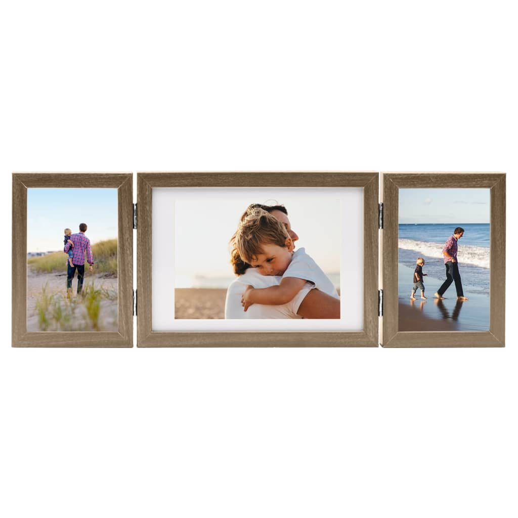 Vidaxl Photo Frame Triptych 22x15 cm+2x (10x15 cm) lysebrun