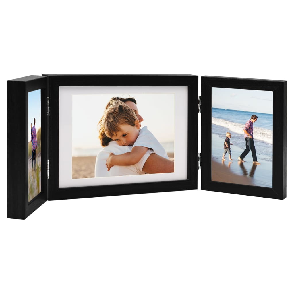 VidaXL Fotolijst drieluik 22x15 cm+2x(10x15 cm) zwart