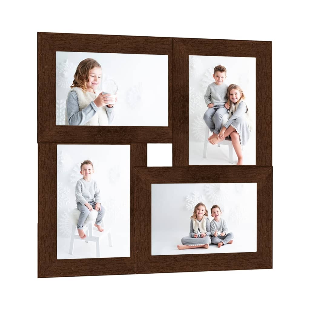 Cadre photo Vidaxl pour 4x (10x15 cm) Photo MDF Brun foncé