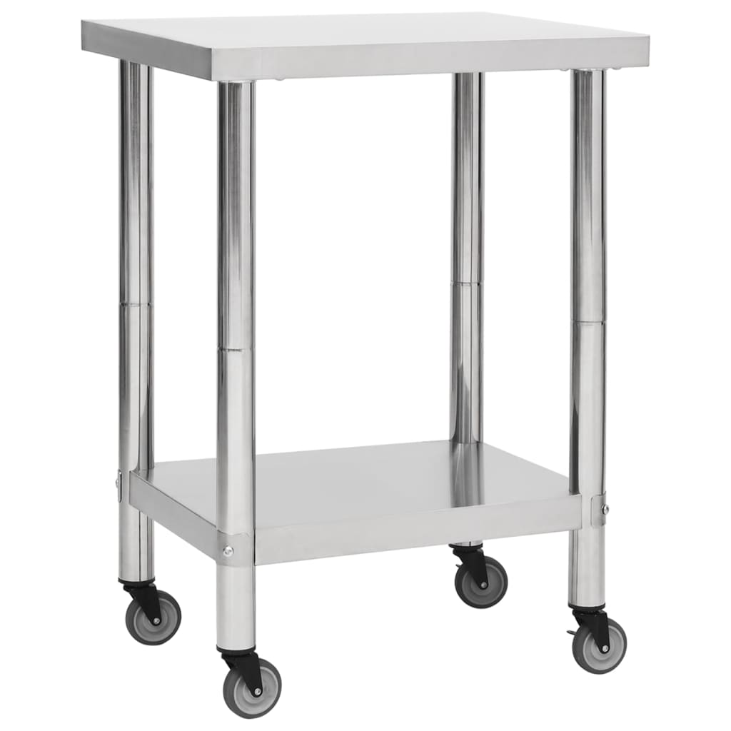 Vidaxl Kitchenwork table with wheels 60x30x85 cm Stainless steel