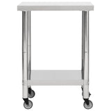 Vidaxl Kitchenwork table with wheels 60x30x85 cm Stainless steel