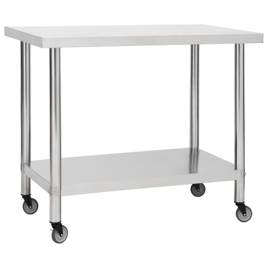 Vidaxl Kitchenwork table with wheels 80x60x85 cm Stainless steel