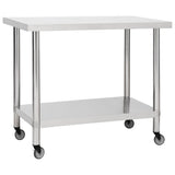 Vidaxl Kitchenwork table with wheels 80x60x85 cm Stainless steel