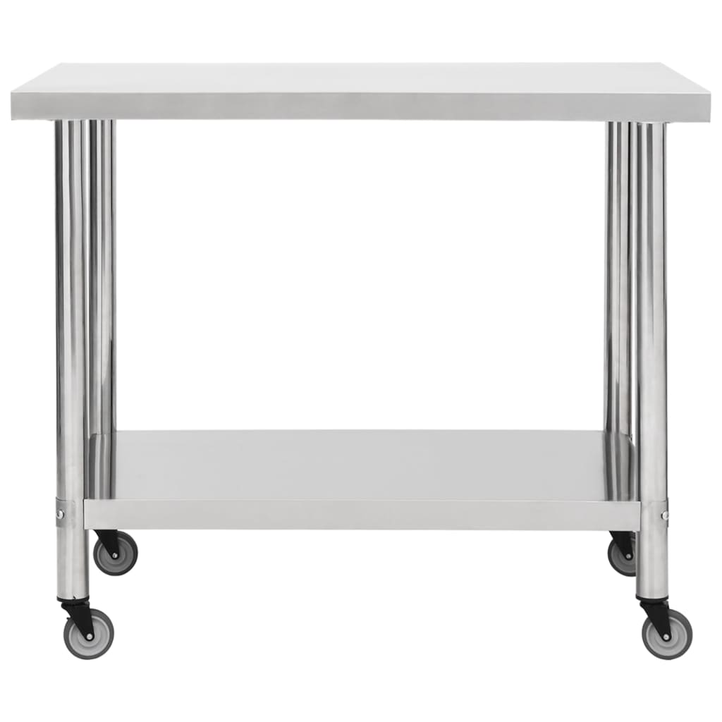 Vidaxl Kitchenwork table with wheels 80x60x85 cm Stainless steel