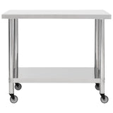 Vidaxl Kitchenwork table with wheels 80x60x85 cm Stainless steel