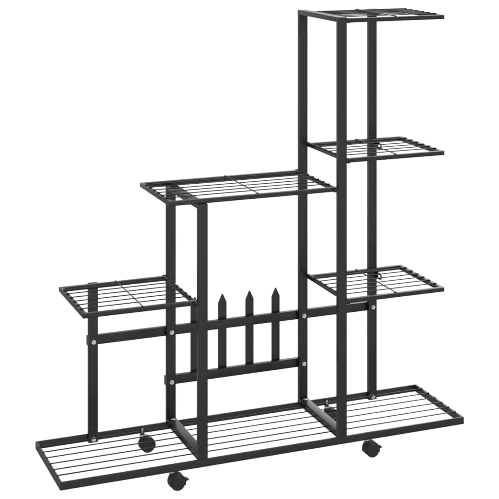 Vidaxl Blummen stitt mat Rieder 94.5x25x92.5 cm Metal schwaarz