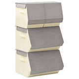 Vidaxl 4-piece storage box set stackable fabric gray and cream-colored