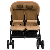 VidaXL Tweelingkinderwagen staal taupe