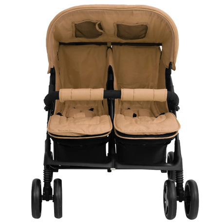 VidaXL Tweelingkinderwagen staal taupe