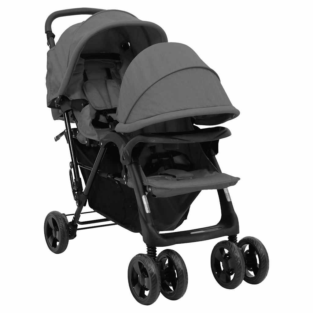 Vidaxl Twin Children Tandem Steel Dark Gray