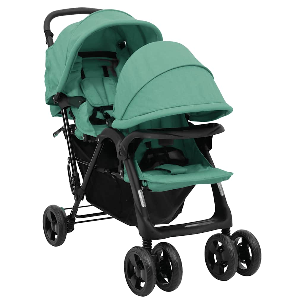 Vidaxl Twin Children tandemowy stal zielony