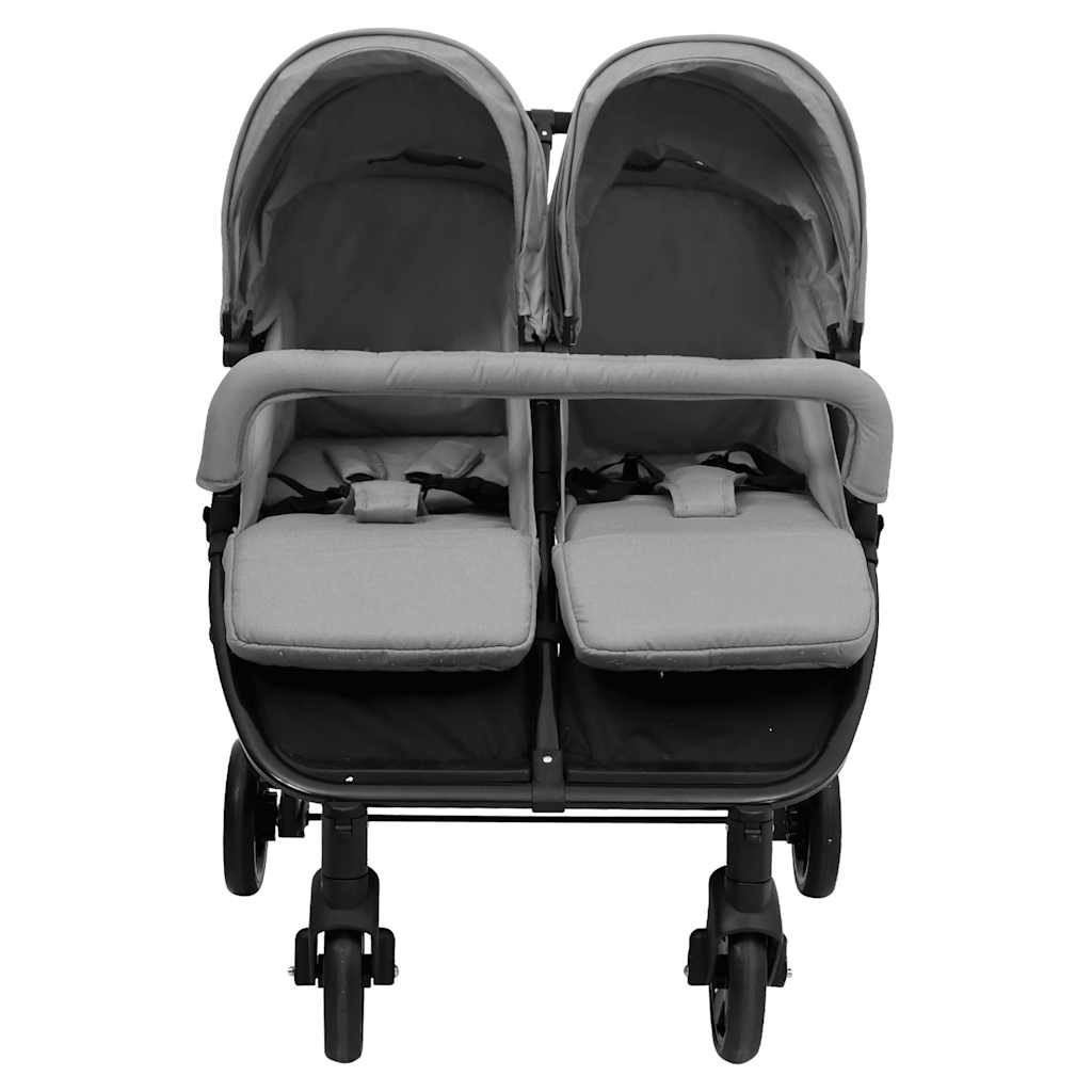 Vidaxl Twin Buggy Steel Light Gray and Black