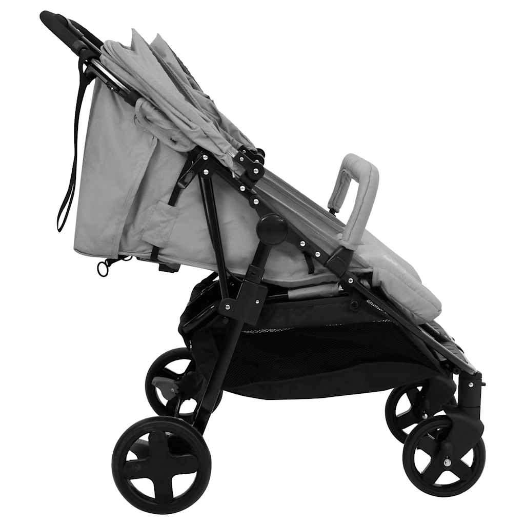 Vidaxl Twin Buggy Steel Light Gray and Black