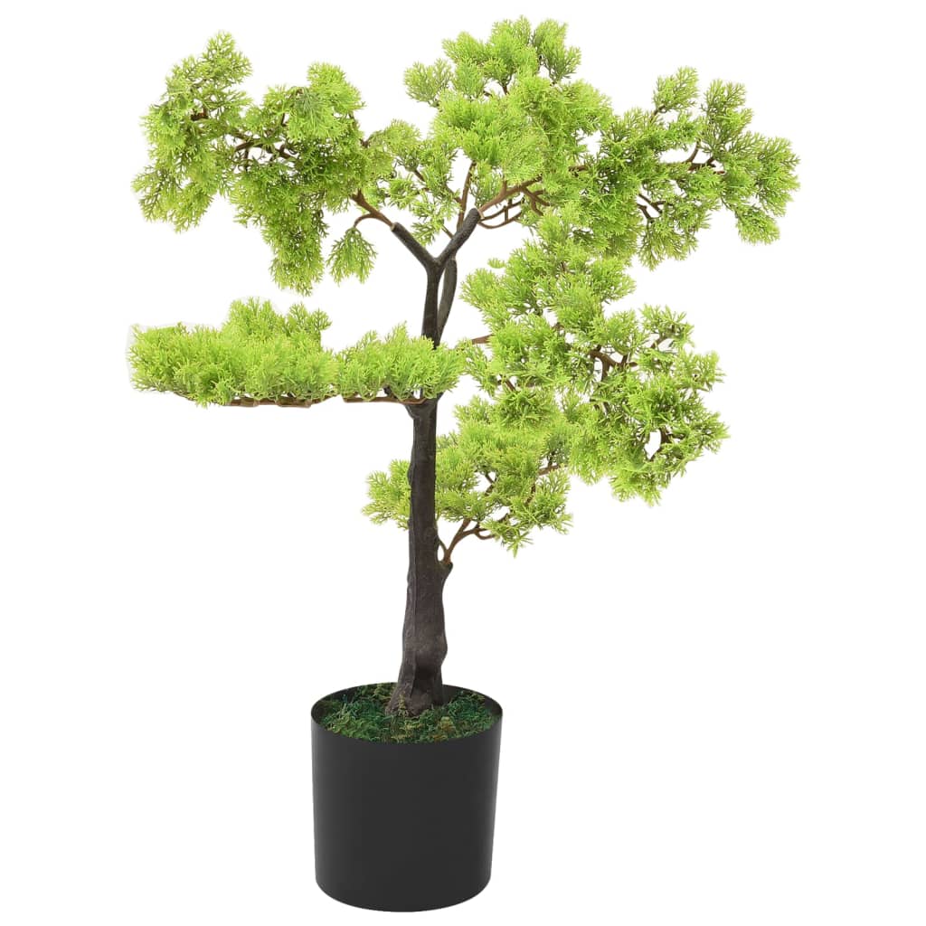 Vidaxl Umetna rastlina z loncem cipres bonsai 60 cm zelena