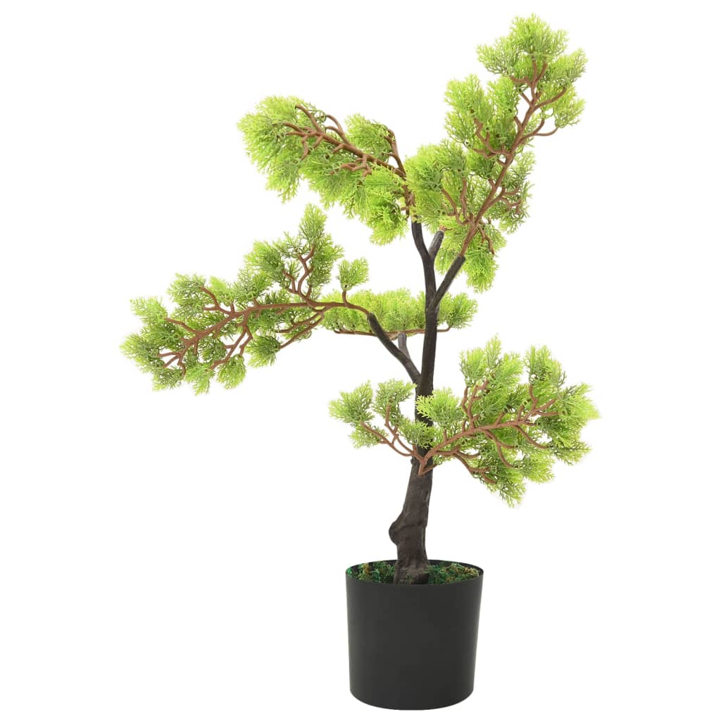 Vidaxl Umetna rastlina z loncem cipres bonsai 60 cm zelena