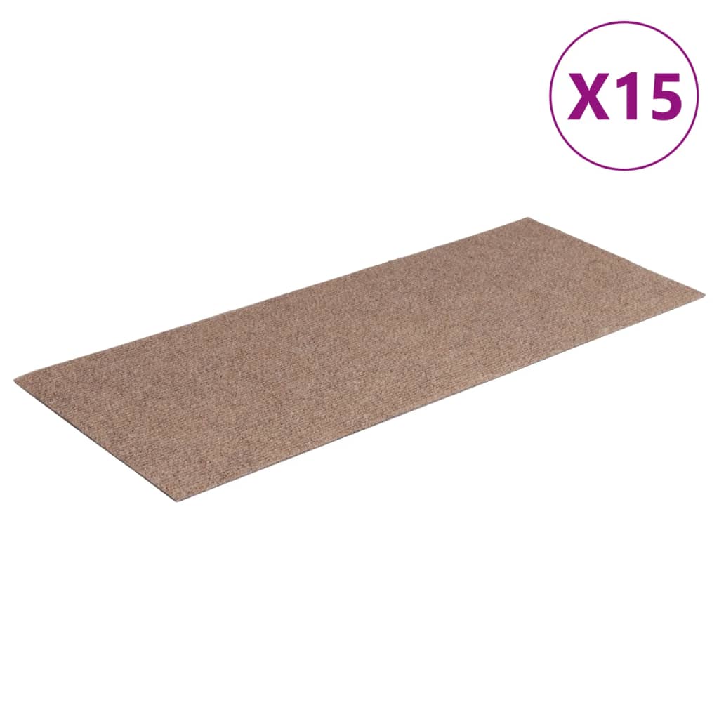 Vidaxl 15 St Pedal Mats selvbehandler rektangulær 60x25 cm lysebrun