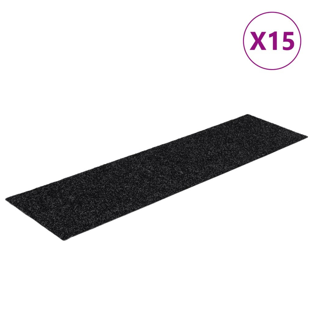 Vidaxl 15 St pedalmåtter Selv -adhæsiv rektangulær 76x20 cm sort