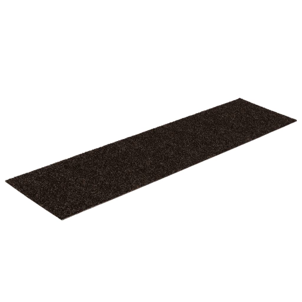 Vidaxl 15 st pedal tapis auto-adhésif rectangulaire 76x20 cm brun foncé