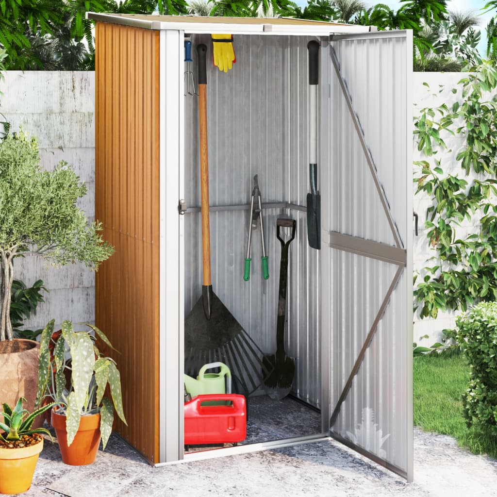 Vidaxl Garden Shed 118,5x97x209,5 cm pocinkano jekleno rjavo