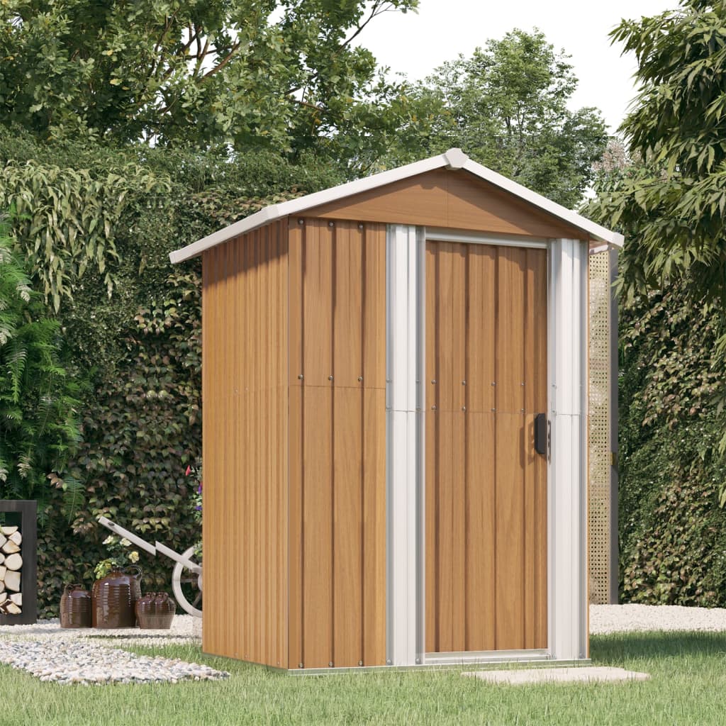 Vidaxl garden shed 126x97.5x177 cm galvanized steel brown