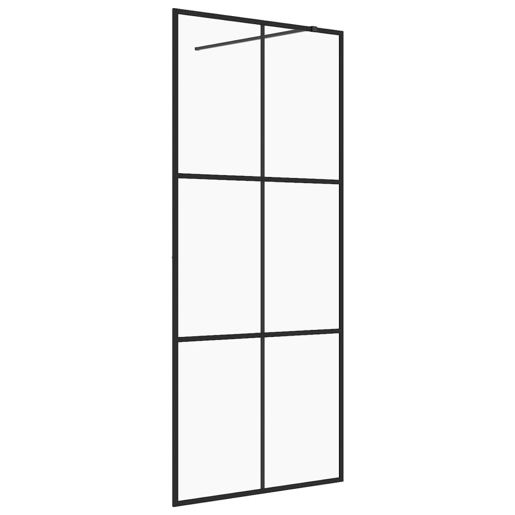 Vidaxl Walk-in Showning Wall 80x195 cm ESG-Glas Transparent and Black