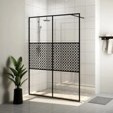 Vidaxl Walk-in Showning Wall 140x195 cm ESG-Glas Transparent and Black