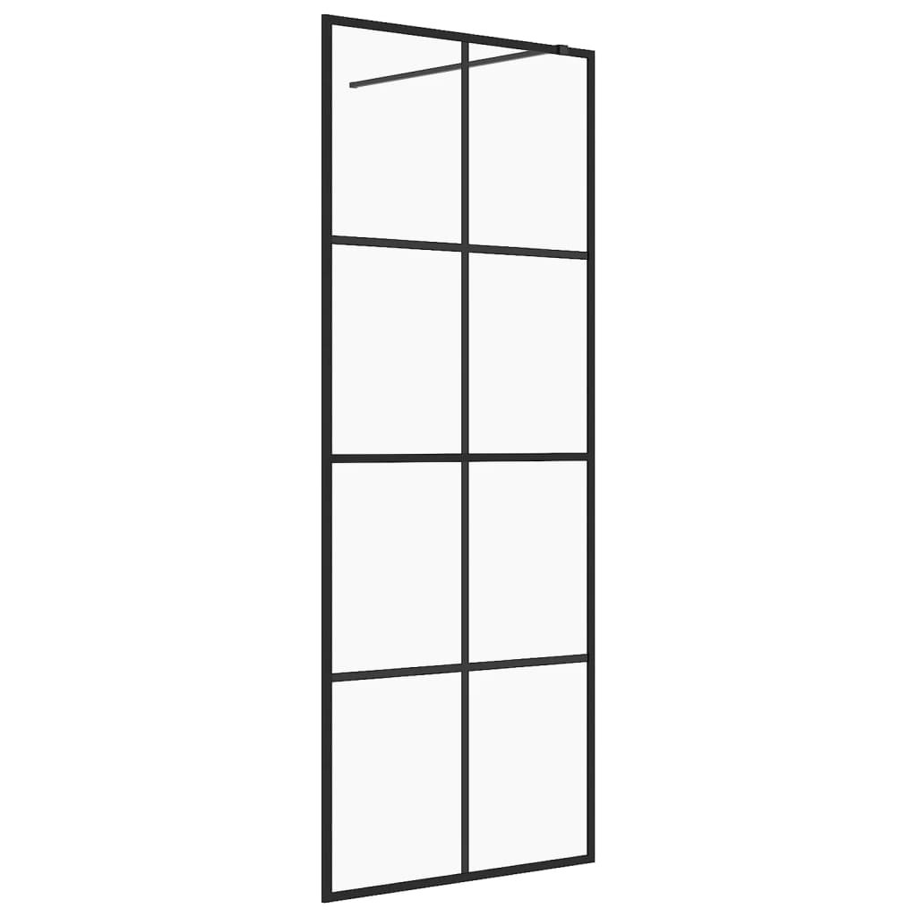 Vidaxl Walk-in Showning Wall 80x195 cm ESG-Glas Transparent and Black