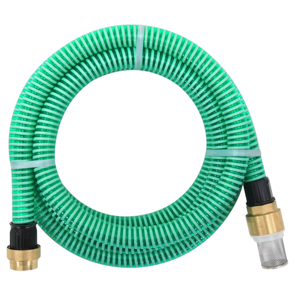 Vidaxl Sucking tubo con giunti in ottone 1.1 '' 10 m PVC verde