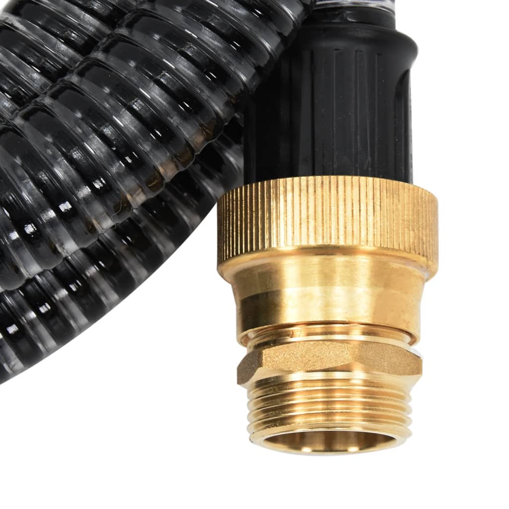 Vidaxl Sucking hose with brass couplings 1.1 '' 7 m PVC Black