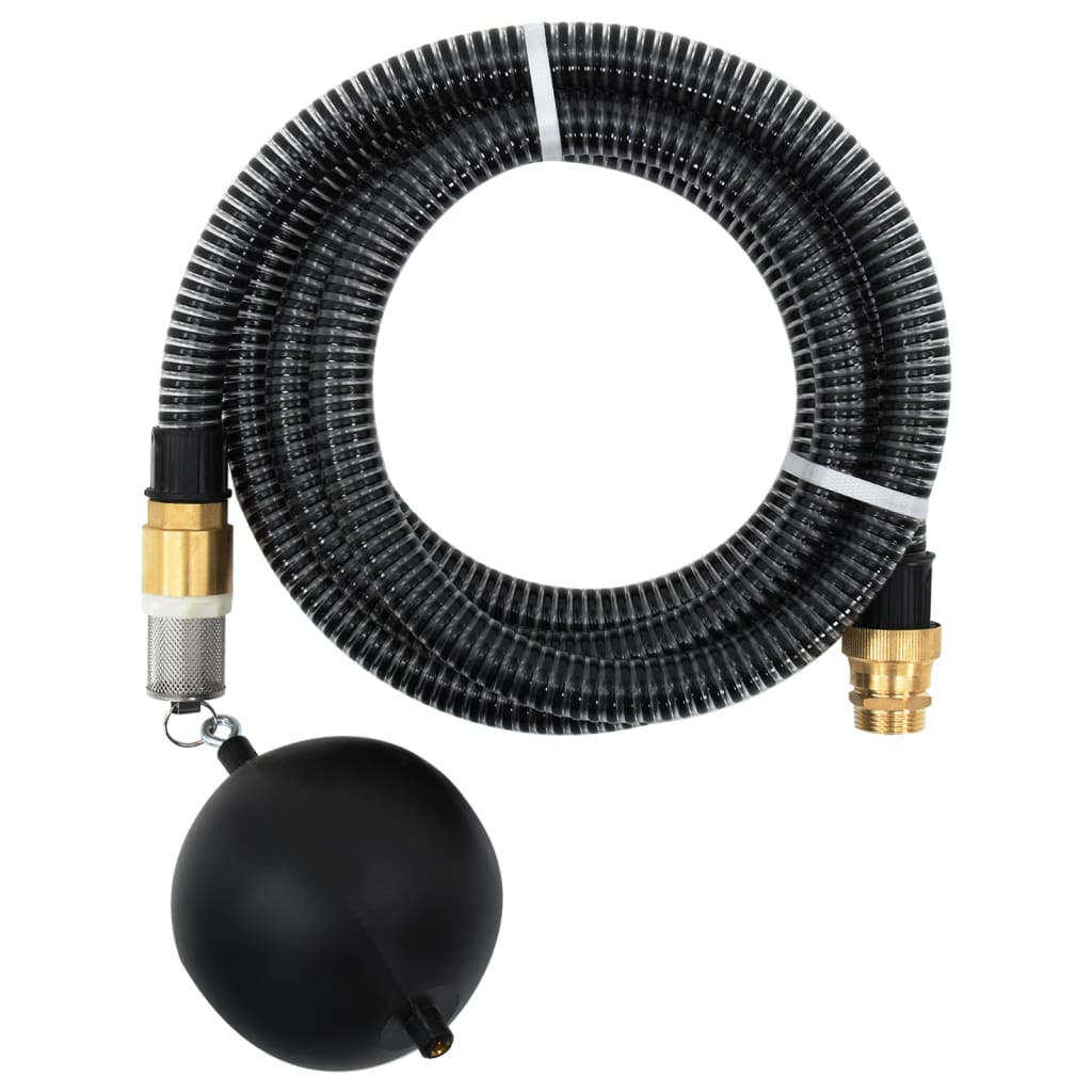 Vidaxl Sucking tuyau avec accouplements en laiton 1.1 '' 20 m PVC noir