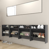 Vidaxl Wall Shoe armadietti 4 pezzi 60x18x60 cm grigio in legno elaborato