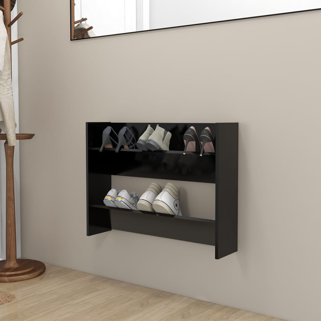 VidaXL wall shoe cabinet 80x18x60 cm Properted Wood Black